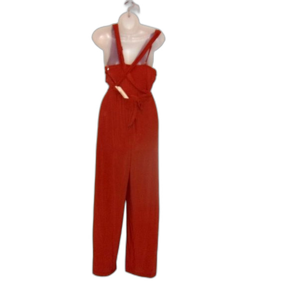 Haute Monde Small Cognac Belted Sleeveless Jumpsuit NWT - Picture 8 of 16